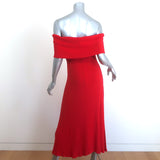 Mara Hoffman Imogen Off the Shoulder Midi Dress Red Ribbed Knit Size Medium