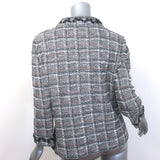 St. John Collection Checked Metallic Tweed Zip-Up Jacket Gray/Rose Gold Size 10