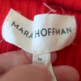 Mara Hoffman Imogen Off the Shoulder Midi Dress Red Ribbed Knit Size Medium