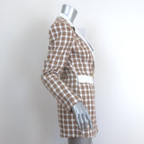 Endless Rose Houndstooth Blazer Romper Beige/White Tweed Size Small NEW
