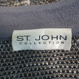 St. John Collection Checked Metallic Tweed Zip-Up Jacket Gray/Rose Gold Size 10