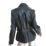 Alexander McQueen Snake-Embossed Leather Biker Jacket Black Size 48 NEW