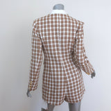 Endless Rose Houndstooth Blazer Romper Beige/White Tweed Size Small NEW