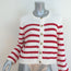 ME+EM Military Button Breton Stripe Cardigan Cream/Red Crochet Cotton Size Large