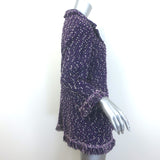 St. John Fringed Tweed Jacket Purple Wool-Blend Size Large