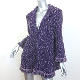 St. John Fringed Tweed Jacket Purple Wool-Blend Size Large