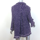 St. John Fringed Tweed Jacket Purple Wool-Blend Size Large