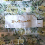 Zimmermann Golden Plisse Long Sleeve Mini Dress Green/Yellow Floral Print Size 2