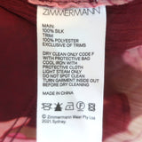 Zimmermann Concert Frilled Tie-Neck Top Burgundy Peonies Print Silk Size 1