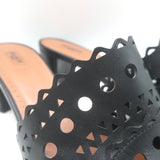 Alaia Vienne Laser Cut Leather Mules Black Size 41 Open Toe Heels