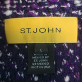St. John Fringed Tweed Jacket Purple Wool-Blend Size Large
