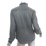 Faherty Willa Top Dark Gray Pintucked Cotton Size Small Long Sleeve Blouse