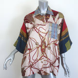 Francoise Paris Zaoua Upcycled Scarf Blouse Printed Silk Twill Size 34