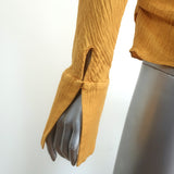 Hellessy Phacelia Asymmetric Off the Shoulder Top Marigold Linen-Silk Size 6