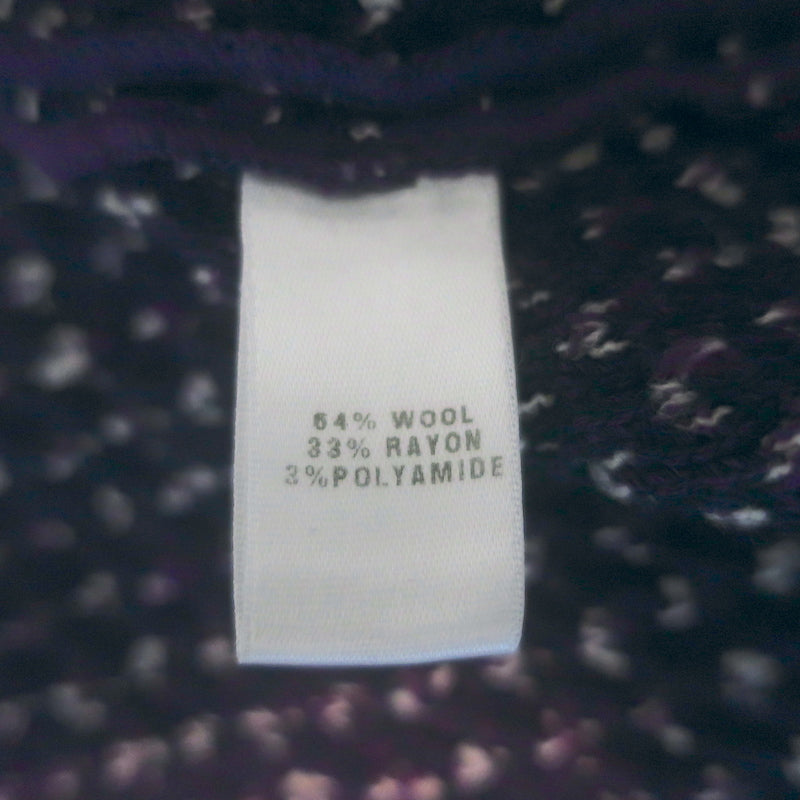St. John Fringed Tweed Jacket Purple Wool-Blend Size Large