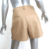 The Frankie Shop Manon Pleated Vegan Leather Shorts Beige Size Small NEW