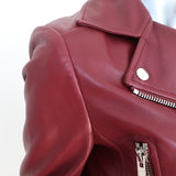 Balenciaga Leather Biker Jacket Burgundy Size 38 Motorcycle Jacket