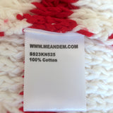ME+EM Military Button Breton Stripe Cardigan Cream/Red Crochet Cotton Size Large