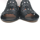 Alaia Vienne Laser Cut Leather Mules Black Size 41 Open Toe Heels