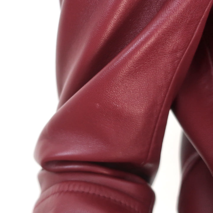 Balenciaga Leather Biker Jacket Burgundy Size 38 Motorcycle Jacket