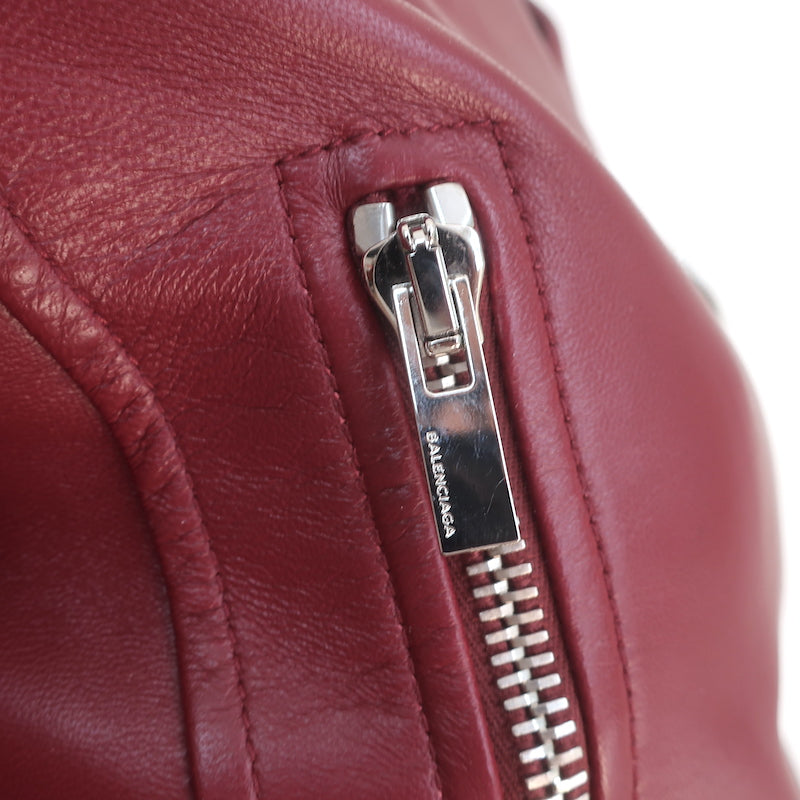 Balenciaga Leather Biker Jacket Burgundy Size 38 Motorcycle Jacket