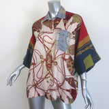 Francoise Paris Zaoua Upcycled Scarf Blouse Printed Silk Twill Size 34