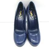 Yves Saint Laurent Platform Pumps Navy Patent Leather Size 37