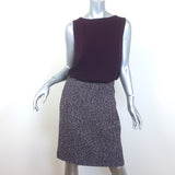 St. John Collection Suede-Trim Tweed Three-Piece Skirt Suit Purple Size 8