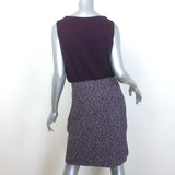 St. John Collection Suede-Trim Tweed Three-Piece Skirt Suit Purple Size 8