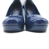 Yves Saint Laurent Platform Pumps Navy Patent Leather Size 37