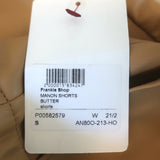 The Frankie Shop Manon Pleated Vegan Leather Shorts Beige Size Small NEW