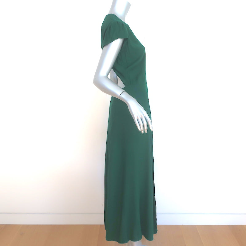 Reformation Gavin Open-Back Midi Dress Green Crepe Size 8 Celebrity Owned Reformation Gavin Open-Back Midi Dress Green Crepe Size 8 Celebrity Owned