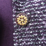 St. John Collection Suede-Trim Tweed Three-Piece Skirt Suit Purple Size 8