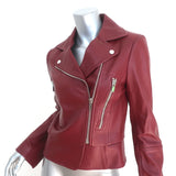 Balenciaga Leather Biker Jacket Burgundy Size 38 Motorcycle Jacket