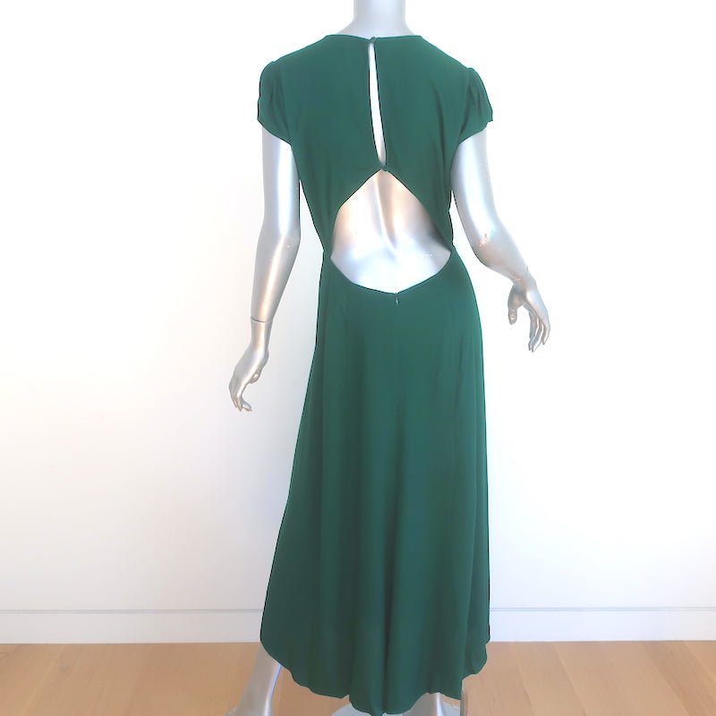 Reformation Gavin Open-Back Midi Dress Green Crepe Size 8 Celebrity Owned Reformation Gavin Open-Back Midi Dress Green Crepe Size 8 Celebrity Owned