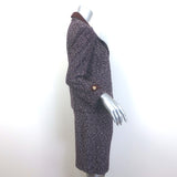 St. John Collection Suede-Trim Tweed Three-Piece Skirt Suit Purple Size 8