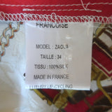 Francoise Paris Zaoua Upcycled Scarf Blouse Printed Silk Twill Size 34