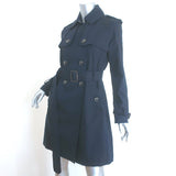 Club Monaco Trench Coat Navy Stretch Cotton Size Medium Belted Jacket