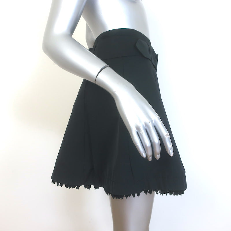 Miu Miu Taffeta Belted Mini Skirt Black Size 40