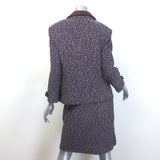 St. John Collection Suede-Trim Tweed Three-Piece Skirt Suit Purple Size 8