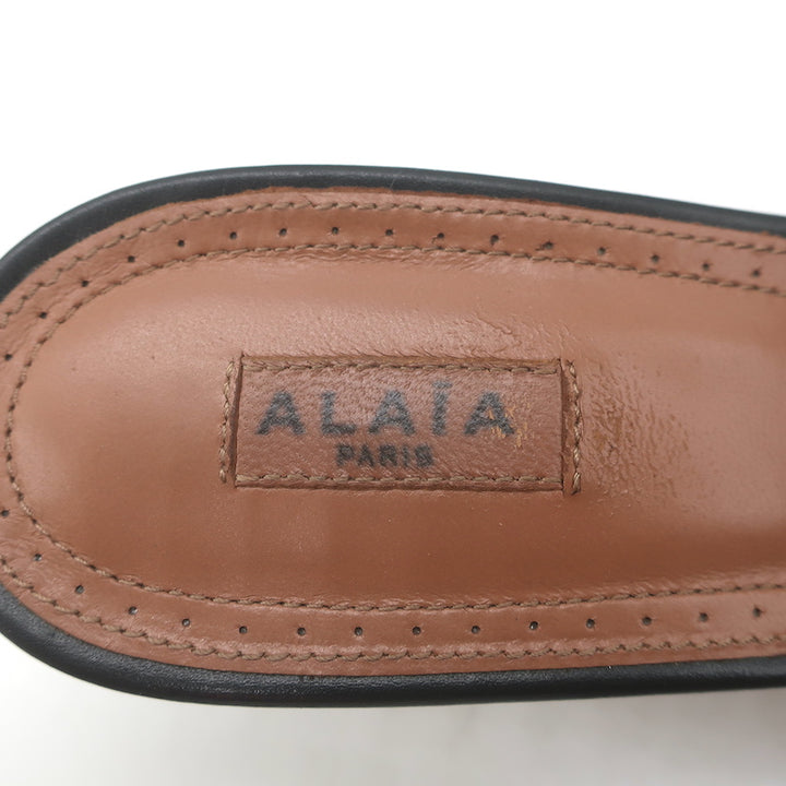 Alaia Vienne Laser Cut Leather Mules Black Size 41 Open Toe Heels