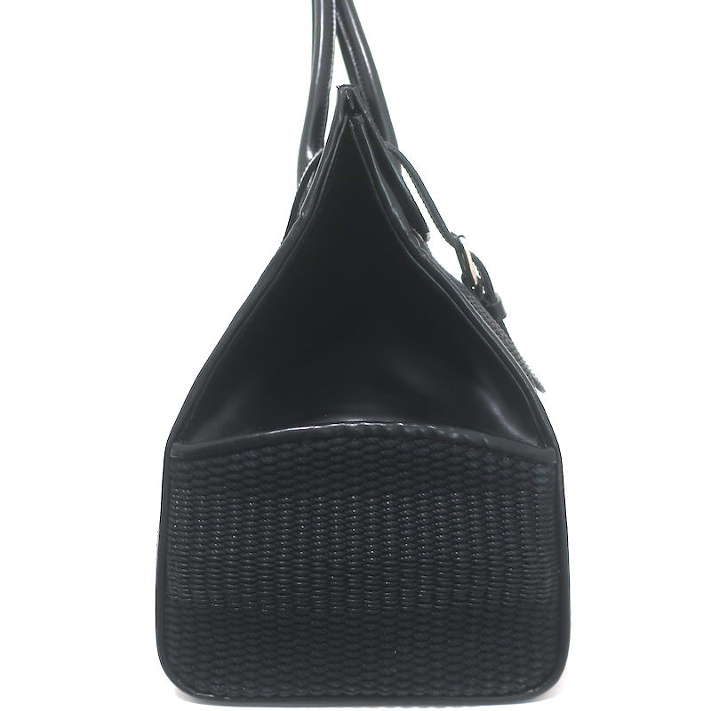 Ralph Lauren Ricky 50 Weekender Bag Black Raffia &amp; Leather