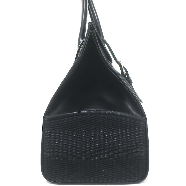 Ralph Lauren Ricky 50 Weekender Bag Black Raffia &amp; Leather