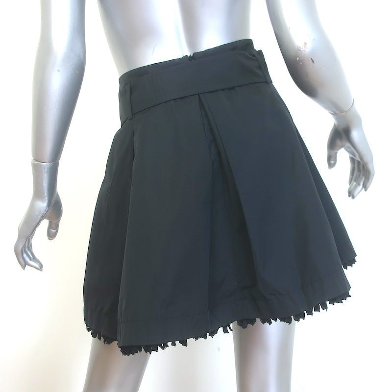 Miu Miu Taffeta Belted Mini Skirt Black Size 40