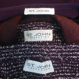 St. John Collection Suede-Trim Tweed Three-Piece Skirt Suit Purple Size 8