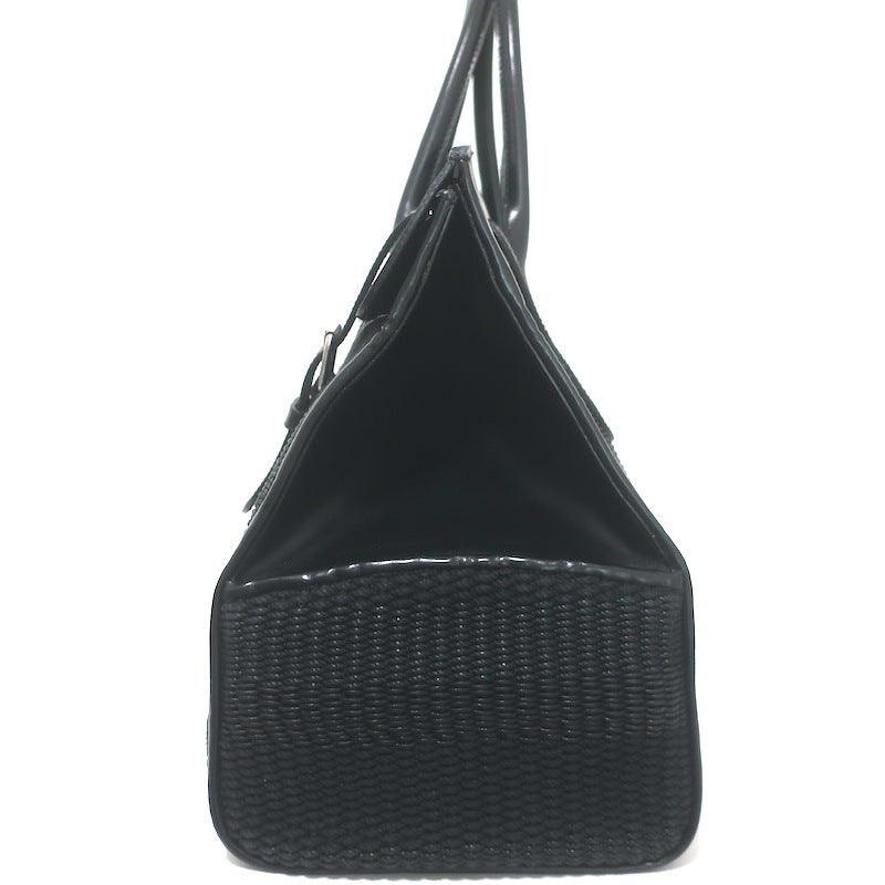 Ralph Lauren Ricky 50 Weekender Bag Black Raffia &amp; Leather