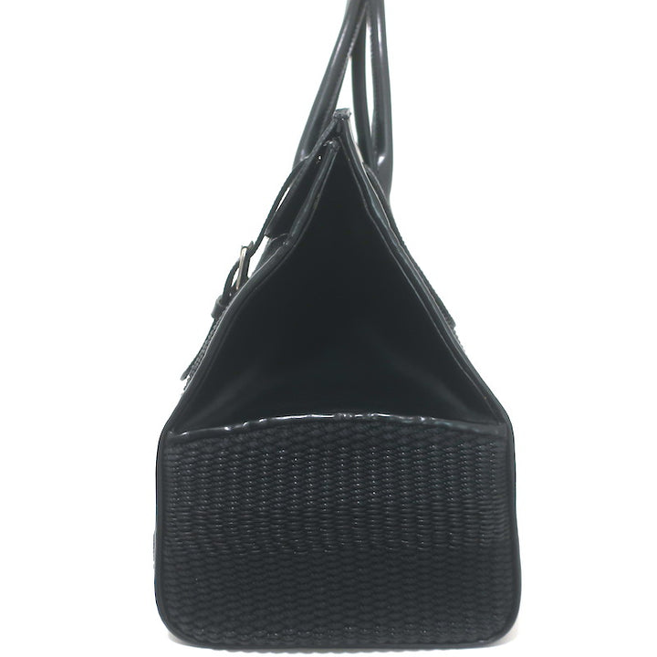 Ralph Lauren Ricky 50 Weekender Bag Black Raffia &amp; Leather