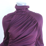 Giambattista Valli Asymmetric Draped Turtleneck Dress Purple Jersey Size 44