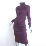 Giambattista Valli Asymmetric Draped Turtleneck Dress Purple Jersey Size 44