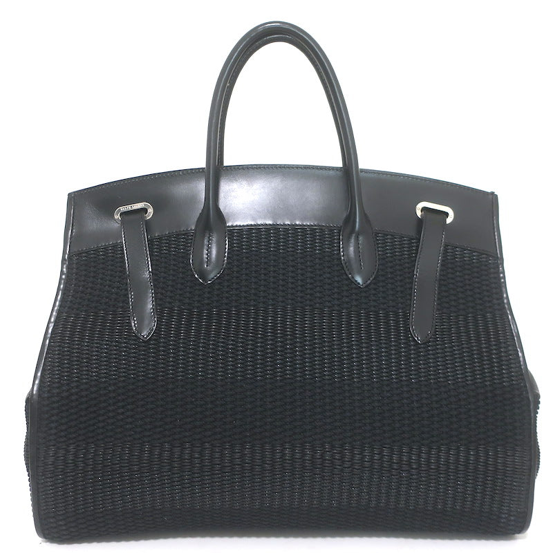 Ralph Lauren Ricky 50 Weekender Bag Black Raffia &amp; Leather